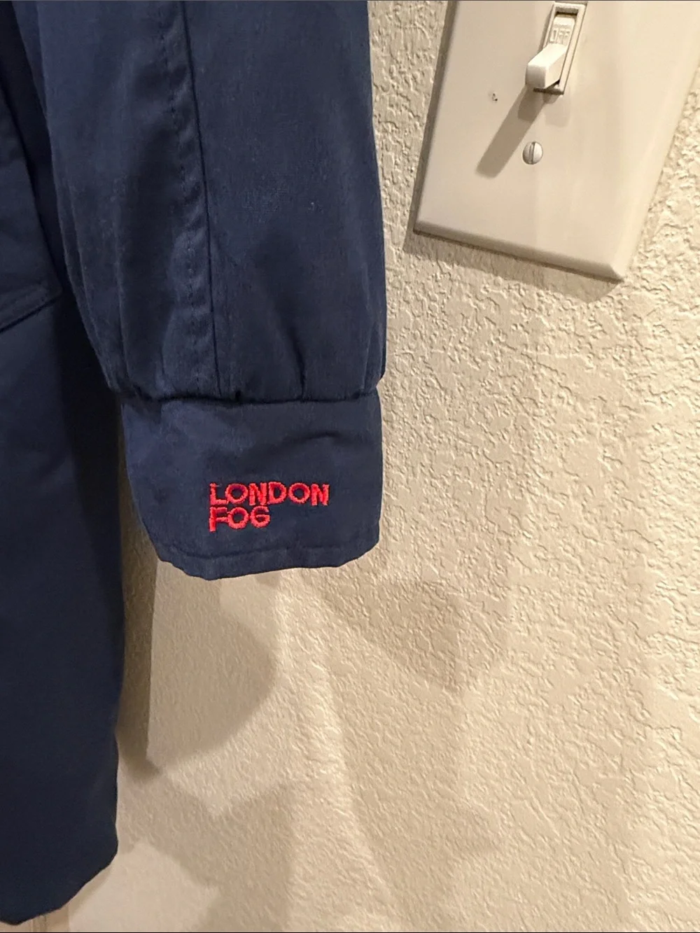 Vintage London Fog Navy Hooded Coat with Red Plaid Lining